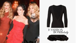 Beyonce Stuns in a Black Fendi Look alongside Tina Knowles in a Crimson Valdrin Sahiti Gown for Kris Jenner’s 70th Birthday