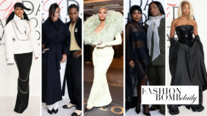 On the Scene at the CFDA Awards: Rihanna and A$AP Rocky in Alaia and Chanel, Fashion Bomb CEO Claire Sulmers in a Mint Boiscamp Dress, Teyana Taylor in a Structured Thom Browne Look + More!
