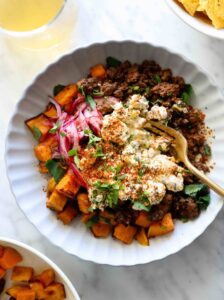 Street Corn Beef and Sweet Potato Bowls Recipe