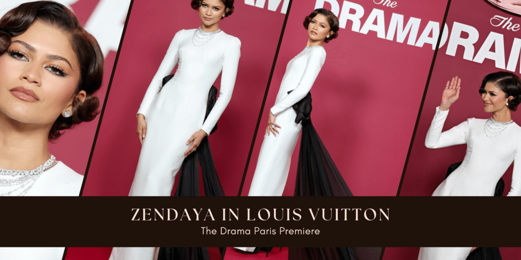Something New: Zendaya Stuns in White Louis Vuitton Gown with Black Train at ‘The Drama’ Paris Premiere