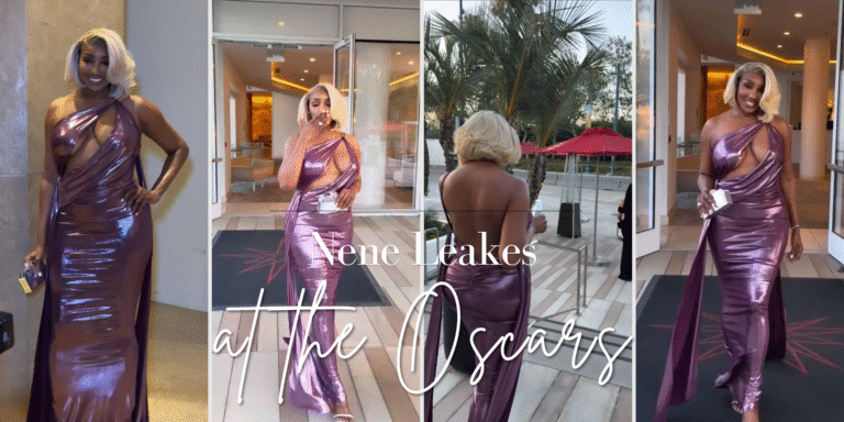 Nene Leakes Hits Oscars 2026 Parties in Purple Metallic Michael Costello Gown