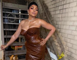 Taraji P. Henson in Brown Leather Jagne at Broadway’s Joe Turner’s Come and Gone Opening Night