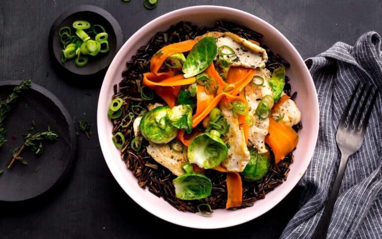 Chicken and Wild Rice Bowl With Brussels Sprouts