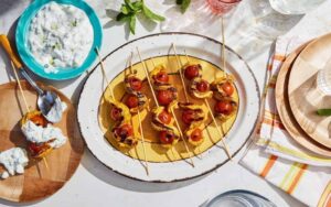 Curried Chicken Skewers With Raita