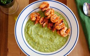 Grilled Shrimp & Cucumber Gazpacho