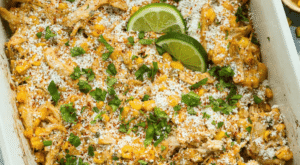 Mexican Street Corn Chicken Casserole with Eloté Flavors