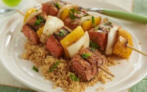 Salmon Skewers with Whole-Wheat Couscous