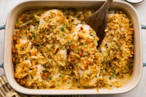 Swiss Chicken Bake (Creamy, Cheesy & Easy!)