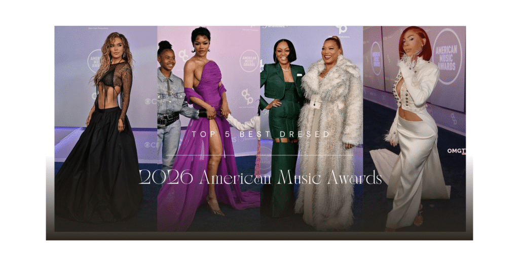 The Top 5 Best Dressed at the 2026 American Music Awards in Las Vegas: Queen Latifah in Christian Siriano, Teyana Taylor in Purple Balenciaga, Mariah the Scientist, and More!