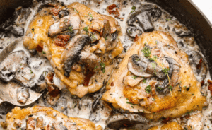 Creamy Bacon Mushroom Thyme Chicken Recipe