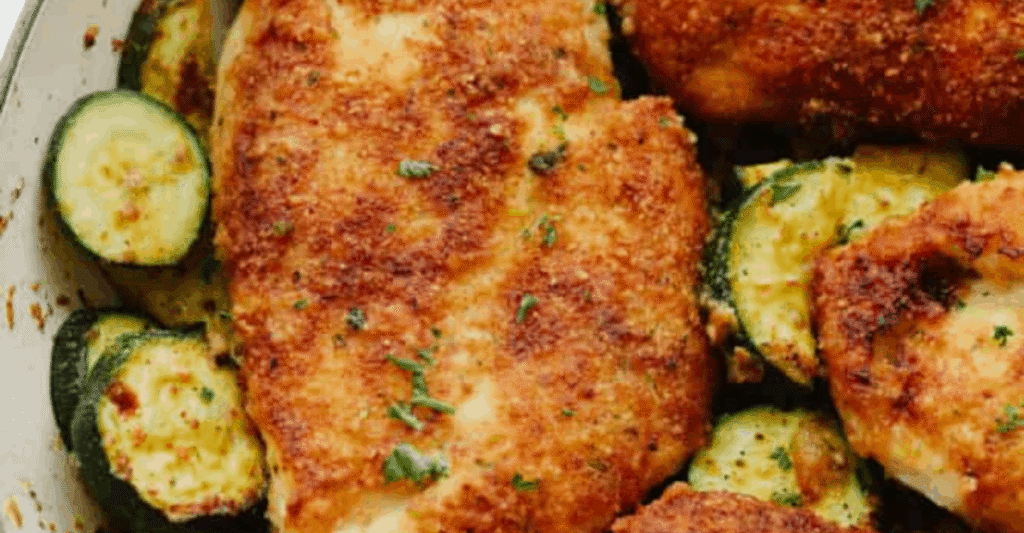 Crispy Parmesan Garlic Chicken With Zucchini Recipe| The Recipe Critic
