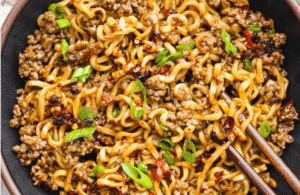 One-Pan Chili Crisp Beef Ramen Noodles