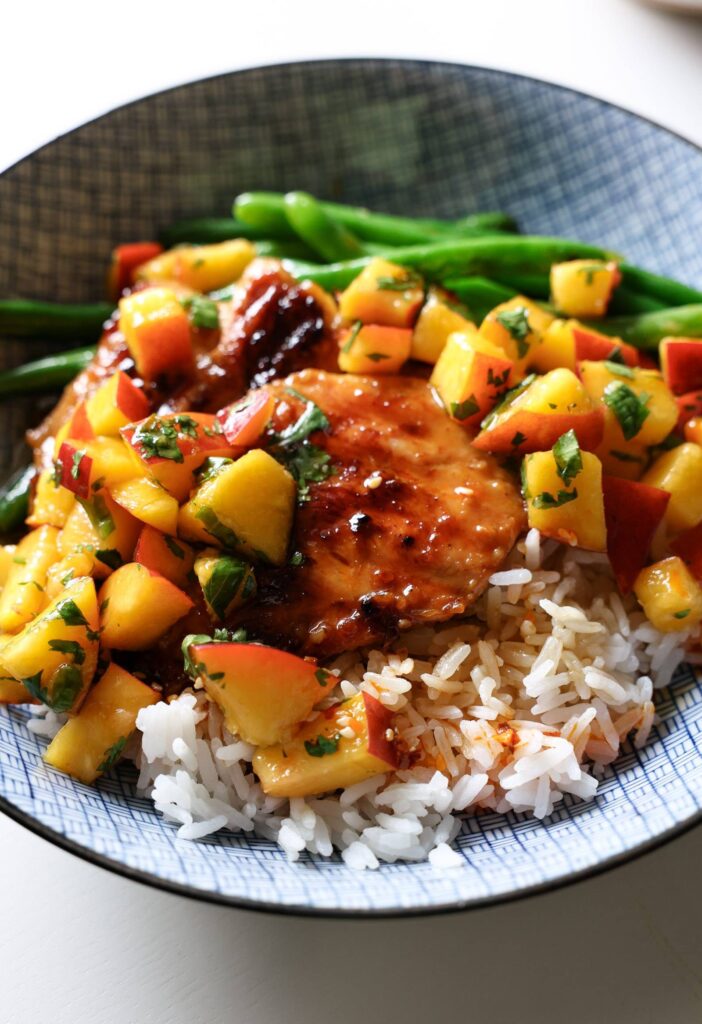 Teriyaki Chicken with Ginger Peaches and Sesame Drench Recipe